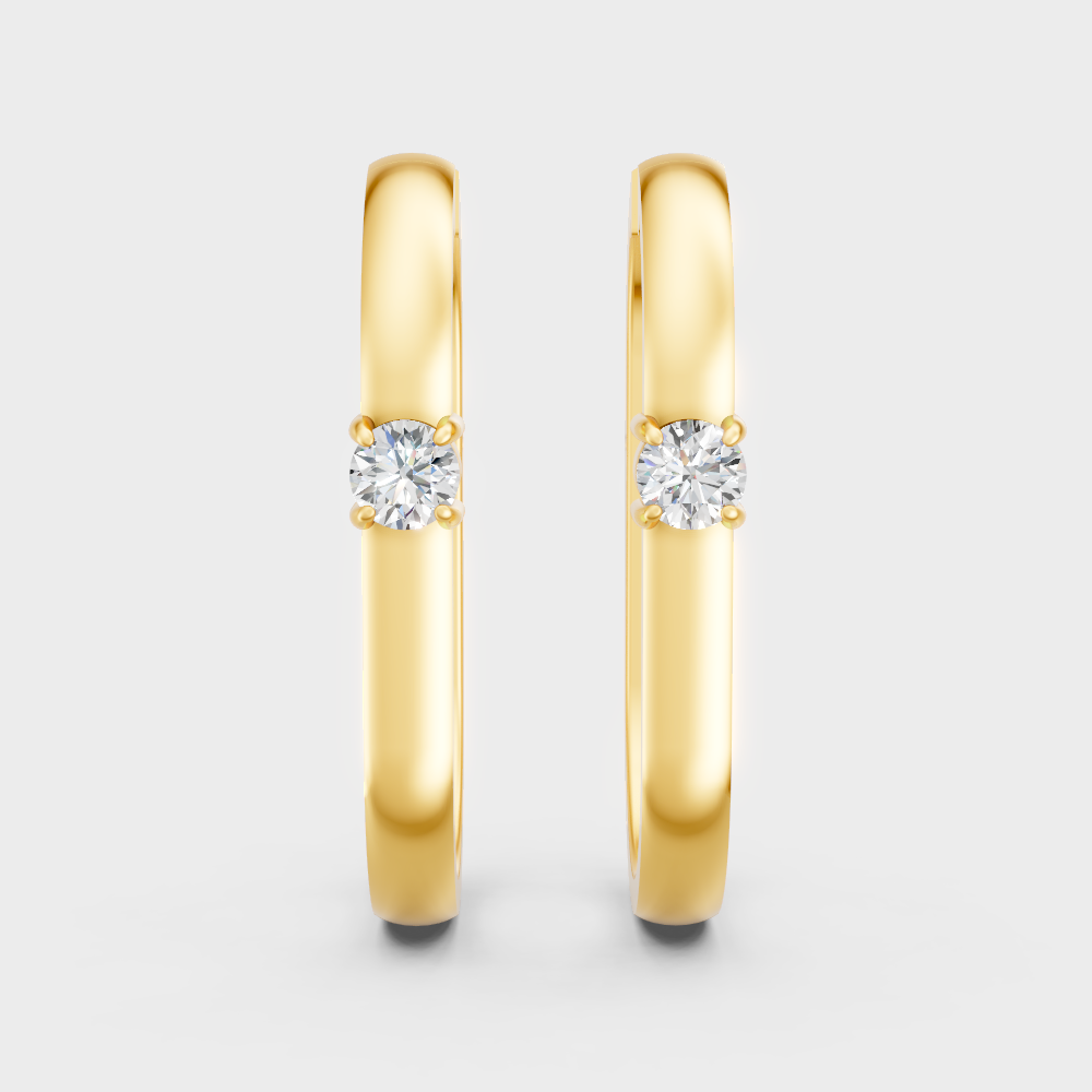 Classic Yellow Gold Diamond Hoops featuring Certified Diamonds