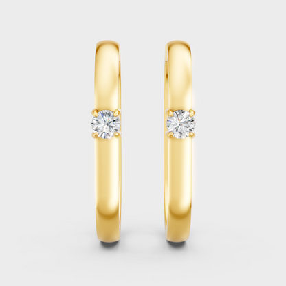 Classic Yellow Gold Diamond Hoops featuring Certified Diamonds