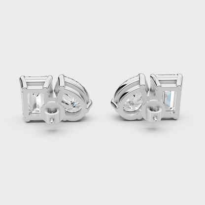 Modern Emerald Pear Lab Diamond Earrings In White Gold Fine Jewelry