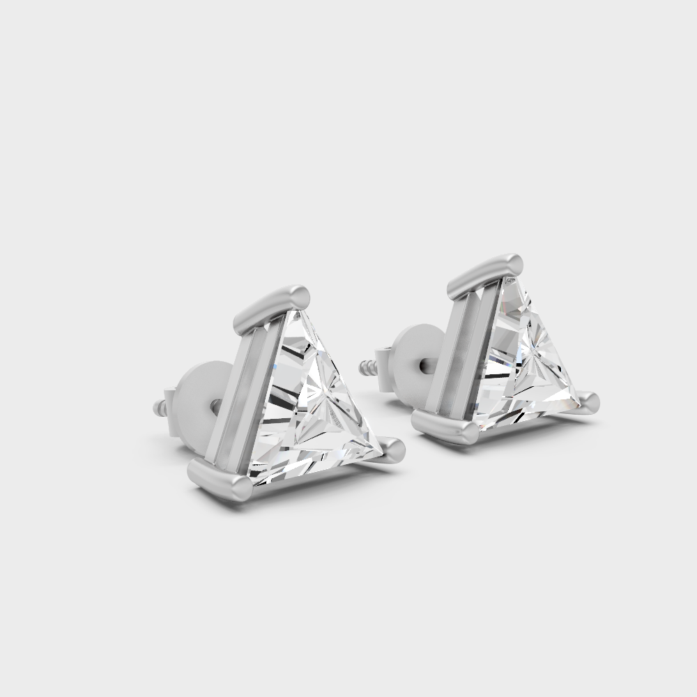 Certified Triangle Diamond Stud Earrings 1.30 Ct White Gold