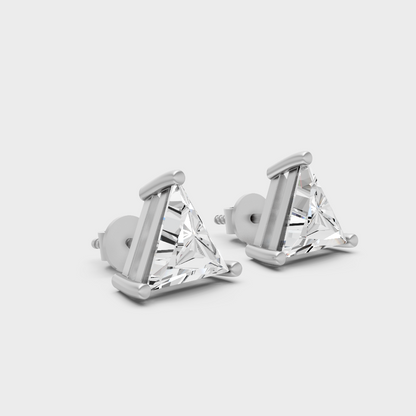 Certified Triangle Diamond Stud Earrings 1.30 Ct White Gold