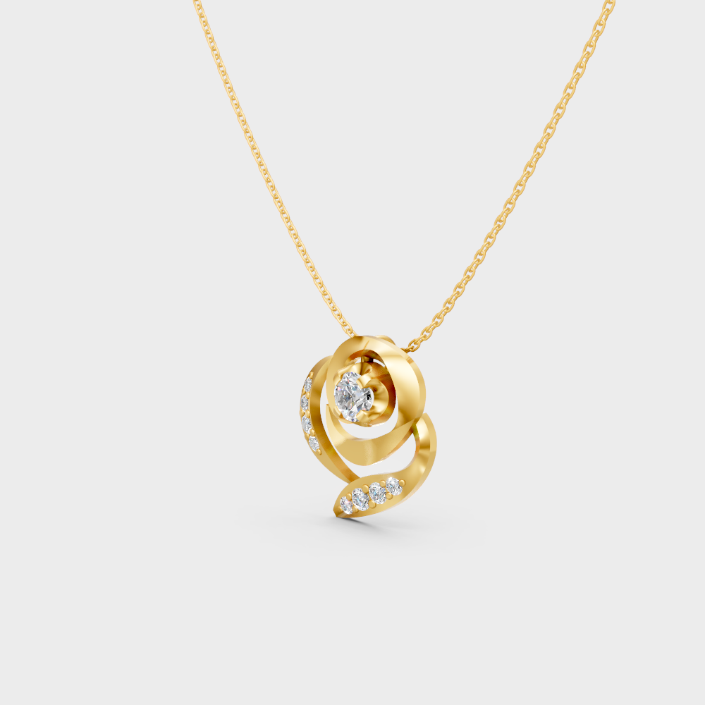 Minimal Round Cut Lab-Grown Diamond Pendant In Yellow Gold