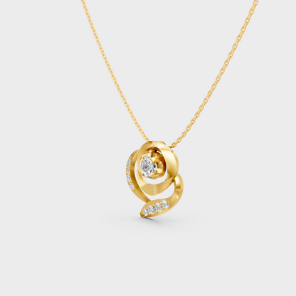 Minimal Round Cut Lab-Grown Diamond Pendant In Yellow Gold