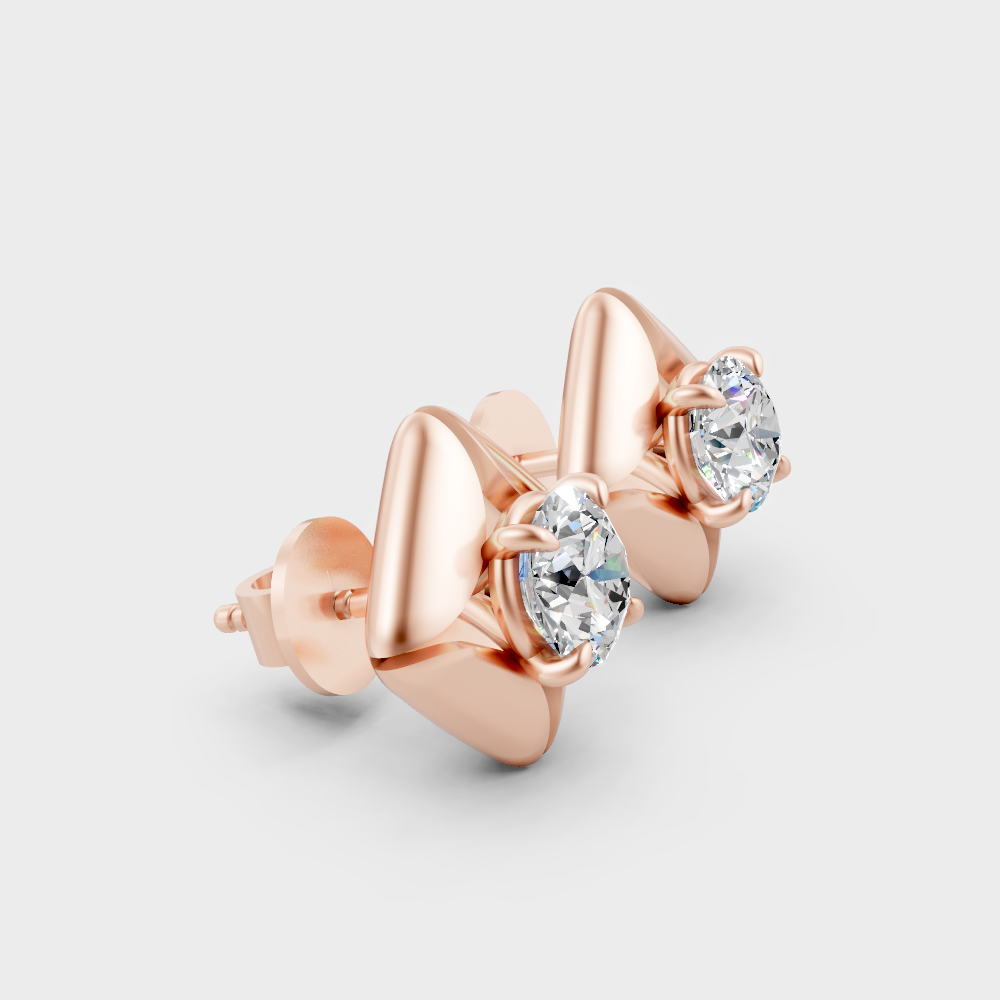 Round Cut Lab Grown Diamond Earrings in