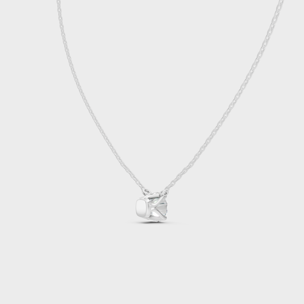 Round Cut 1 Ct Lab Grown Diamond Pendant With Chain Platinum