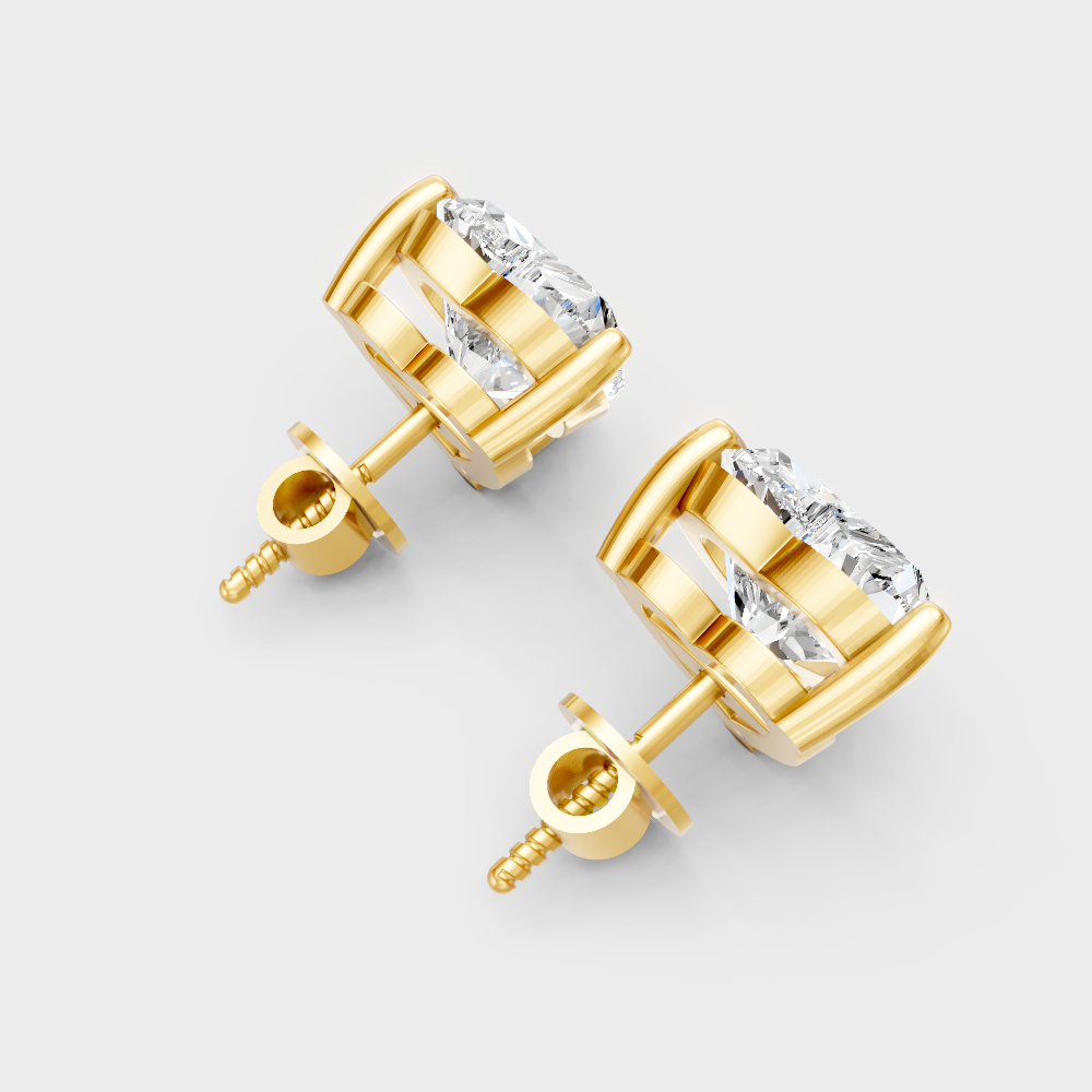 Romantic Heart Cut Diamond Earrings 1.50 Ct Total Yellow Gold