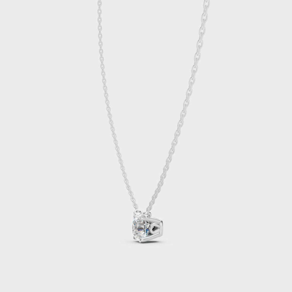 Brilliant 18K White Gold 1 Carat Round Lab Diamond Pendant