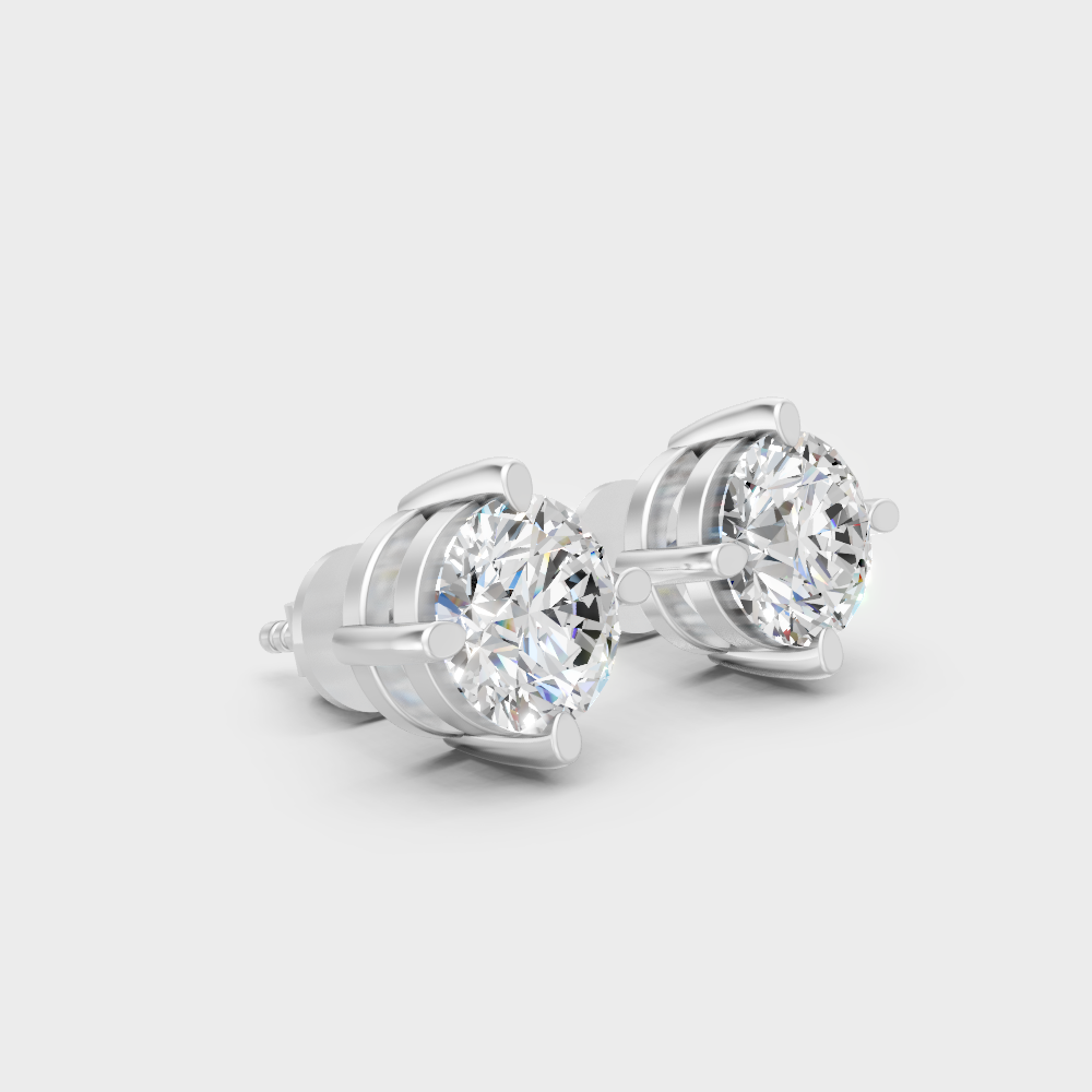 Luxury Round Cut Diamond Stud Earrings White Gold