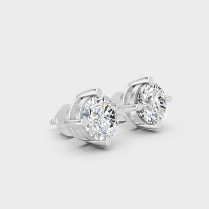 Luxury Round Cut Diamond Stud Earrings White Gold