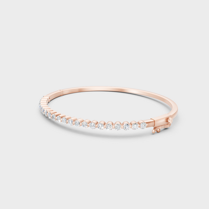Elegant Lab Diamond Kada Bracelet Round Cut Rose Gold