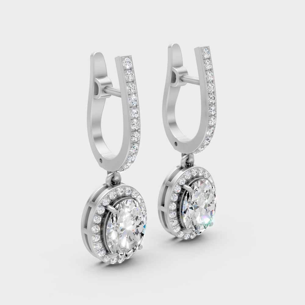 Luxury Round Oval Lab-Grown Diamond Drop Earrings In 950 Platinum