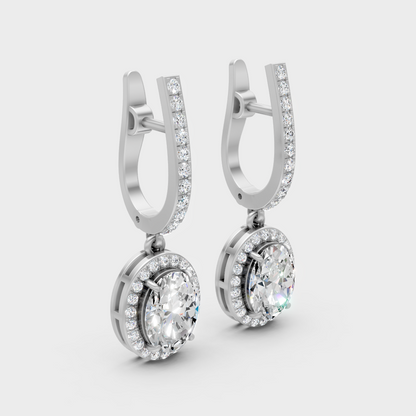 Luxury Round Oval Lab-Grown Diamond Drop Earrings In 950 Platinum
