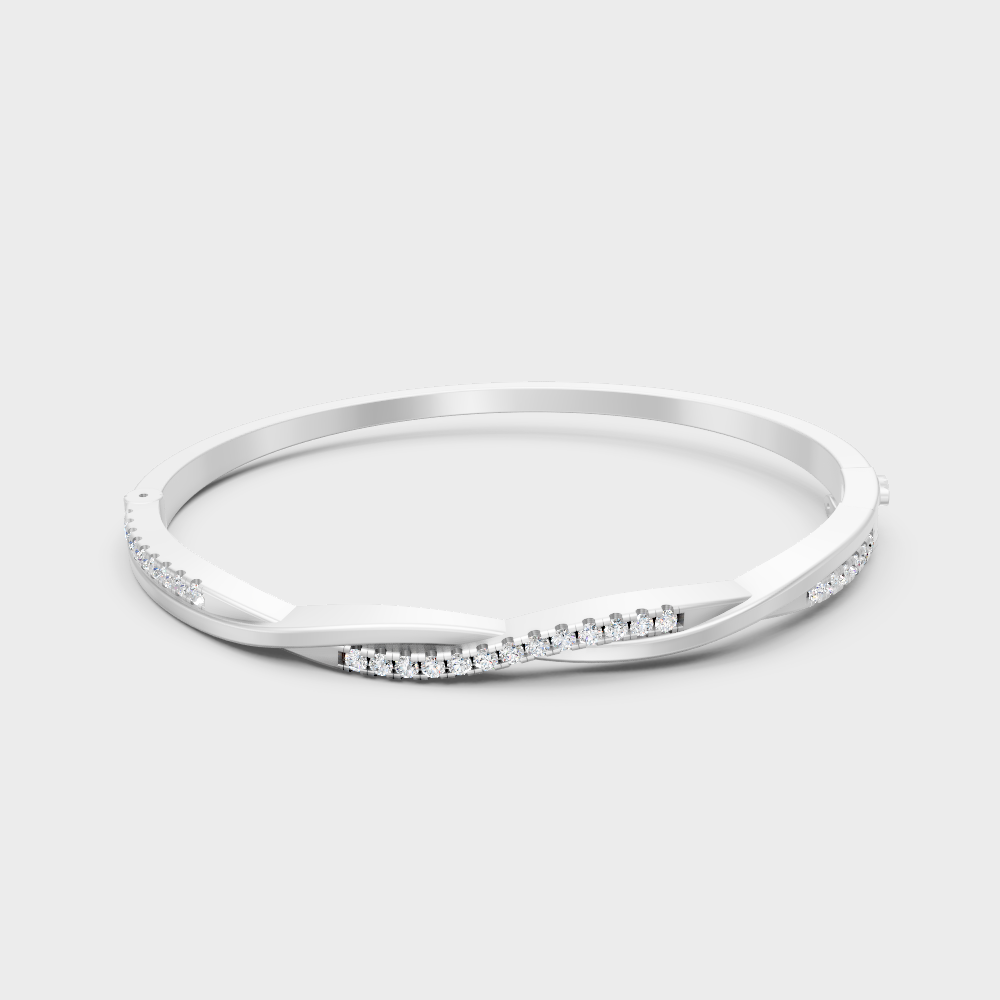 Elegant Diamond Kada Bracelet White Gold Jewelry