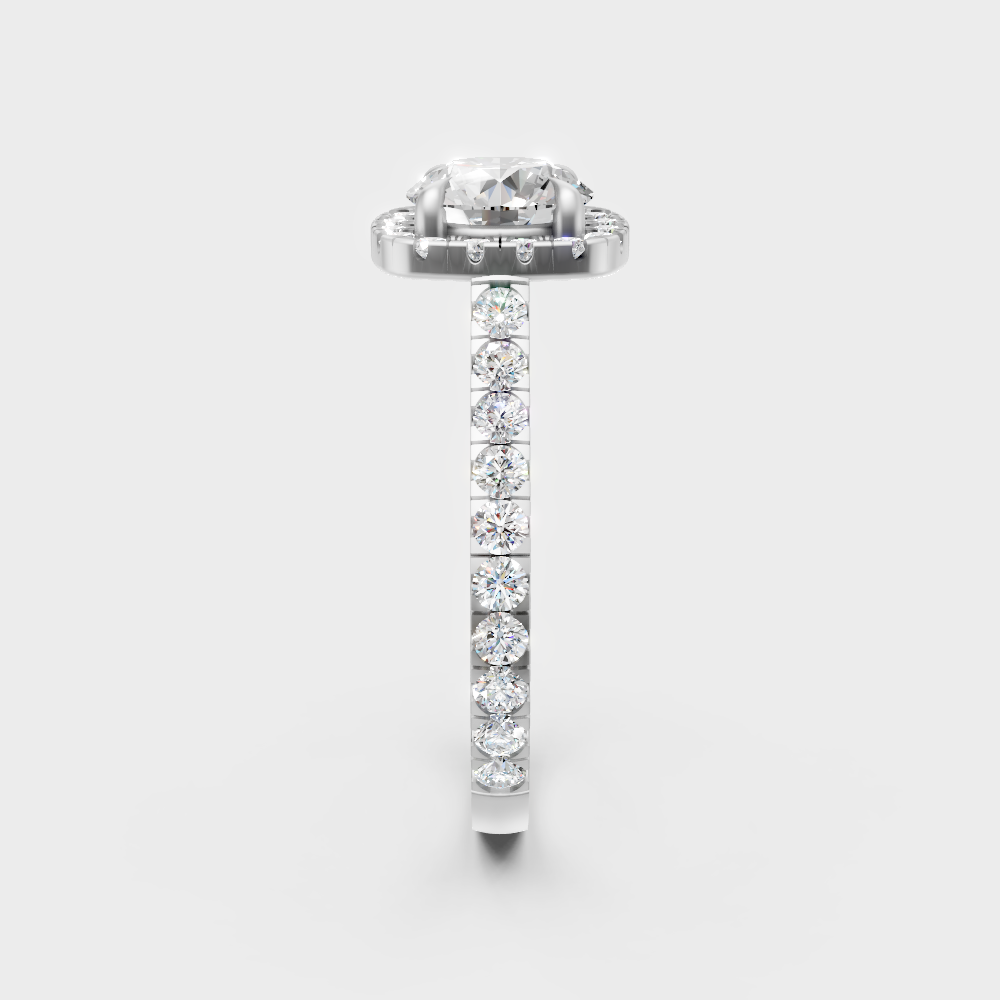 High-Polish 950 Platinum Round Lab Diamond Halo Ring For Maximum Brilliance