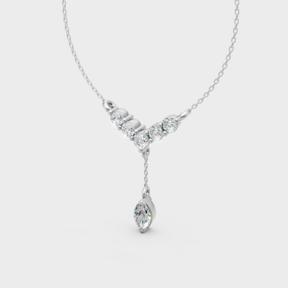 Certified Round Marquise Diamond Pendant Necklace White Gold