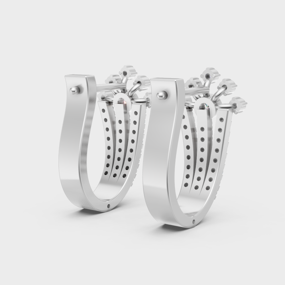 Luxury Platinum Round Cut Lab Diamond Hoop Earrings For Women