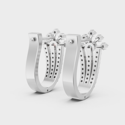 Luxury Platinum Round Cut Lab Diamond Hoop Earrings For Women