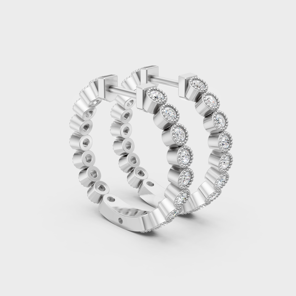 Sleek white gold hoop earrings with lab-created diamonds