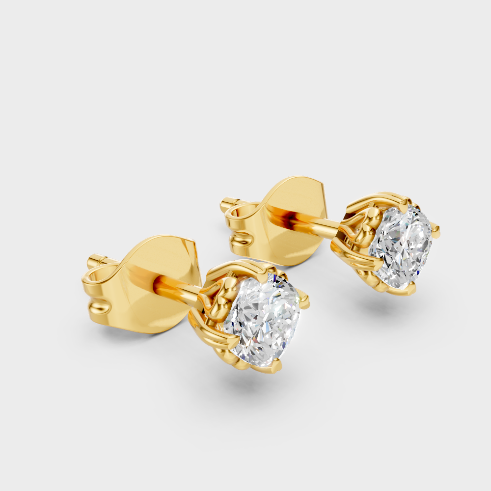 4 Ct Total Lab Diamond Stud Earrings Hallmark Yellow Gold