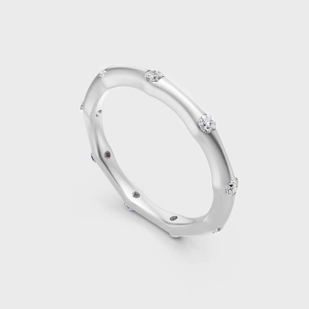 Sleek 18K White Gold Diamond Band Featuring A Certified Round Diamond