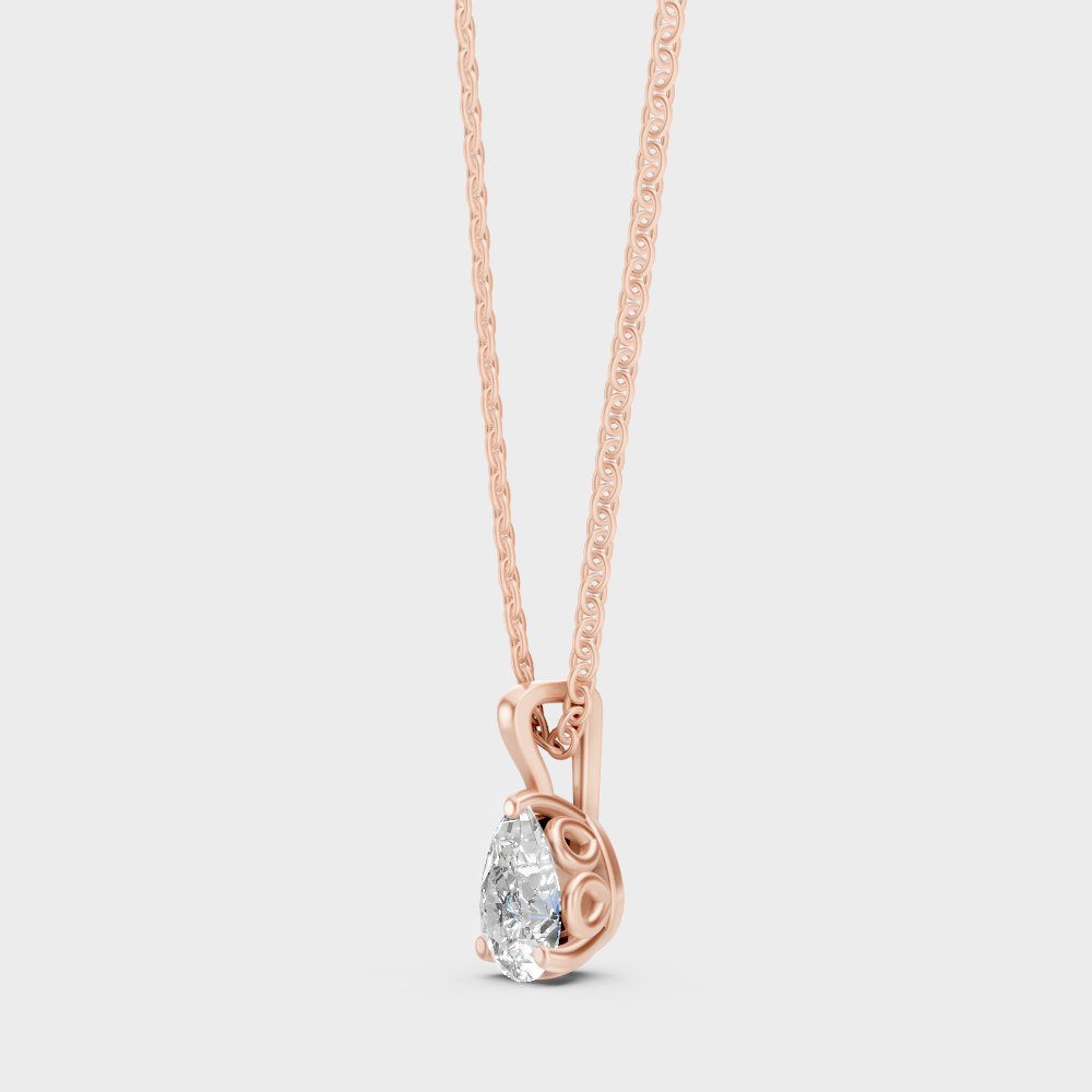 Elegant 1 Ct Lab-Grown Diamond Pendant With Chain Rose Gold