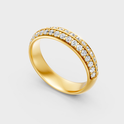 Classic 14K Yellow Gold Diamond Band Featuring Round Lab Diamond