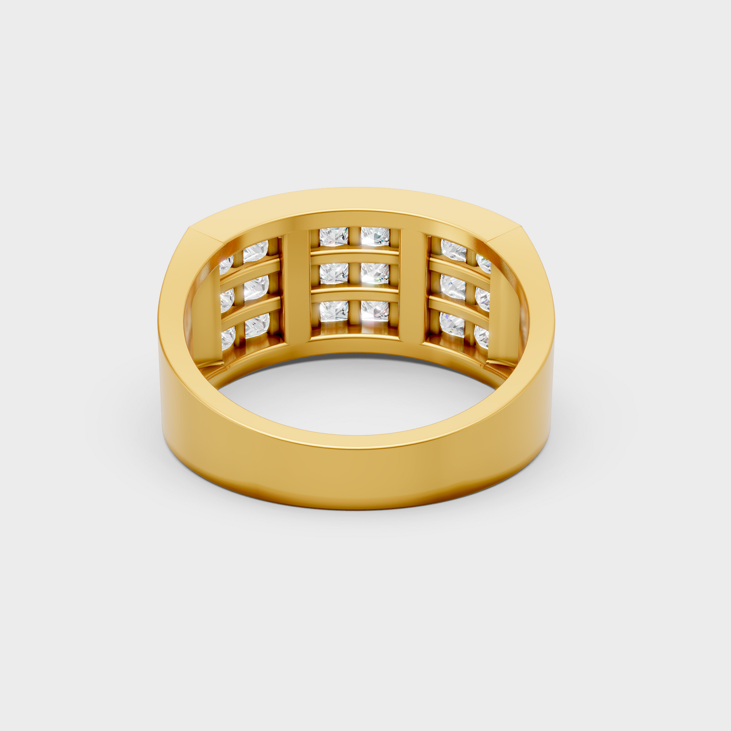 Customizable Yellow Gold Men's Solitaire Ring Featuring A Sustainable Princess Diamond