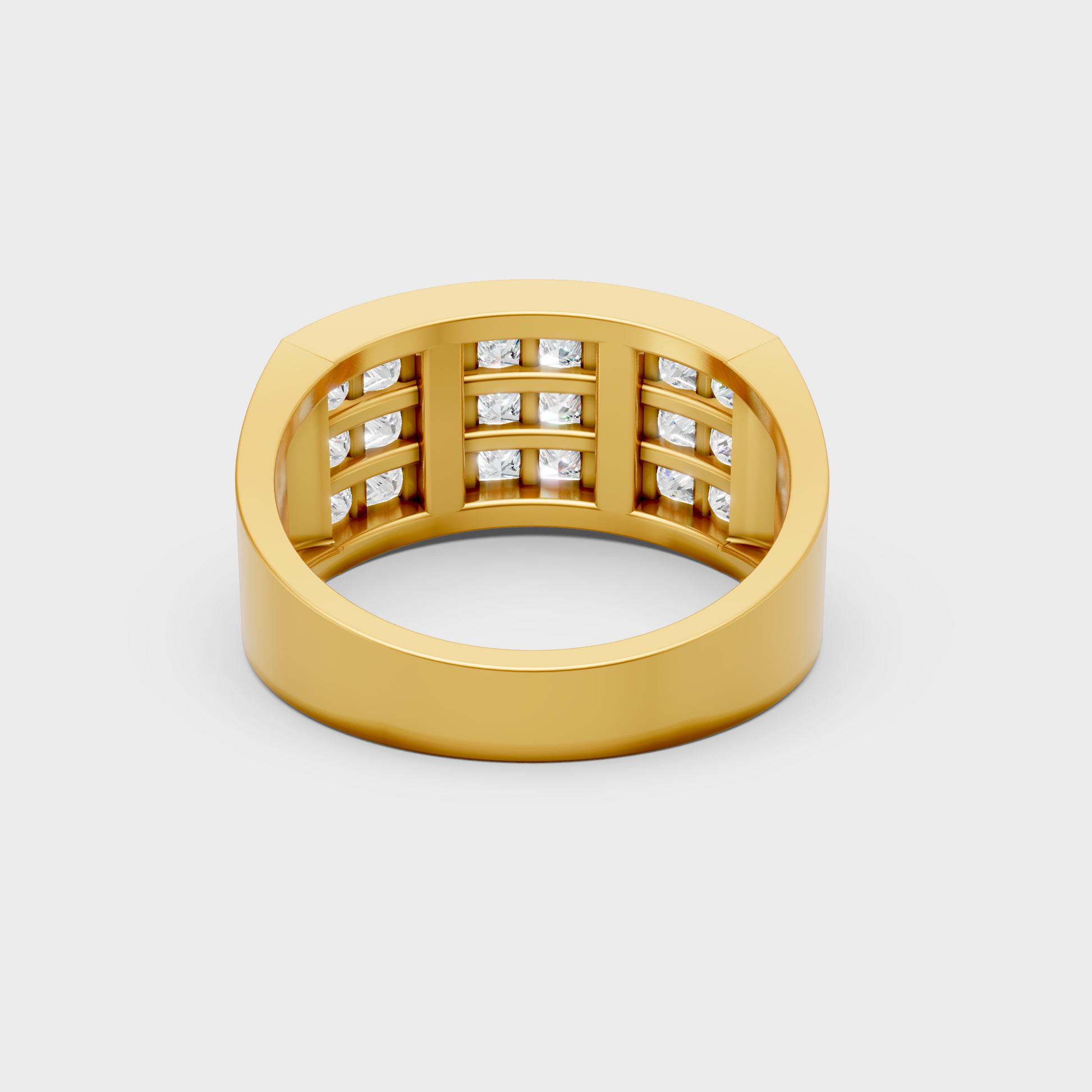 Customizable Yellow Gold Men's Solitaire Ring Featuring A Sustainable Princess Diamond