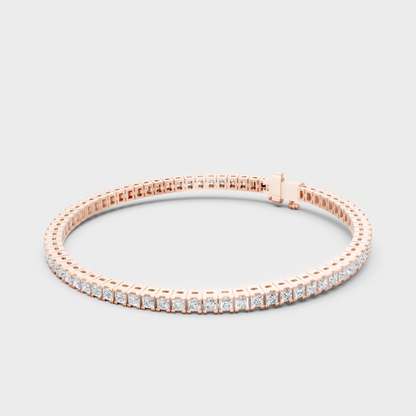 Designer GLI Certified Princess Cut Diamond Tennis Bracelet In Rose Gold