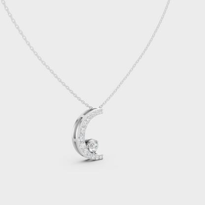 Ethical Lab-Grown Round Diamond Pendant With Chain In White Gold