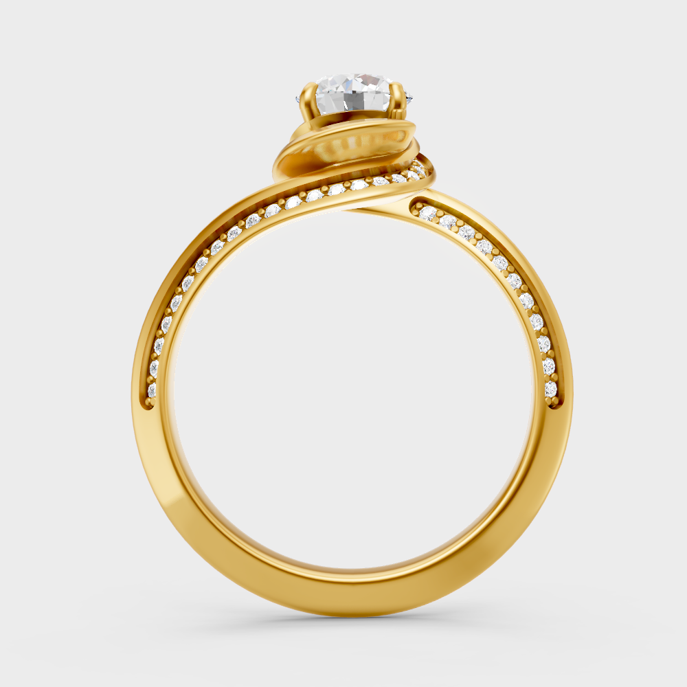 Sustainable Yellow Gold Halo Ring With Igi Certified Round Lab Diamond