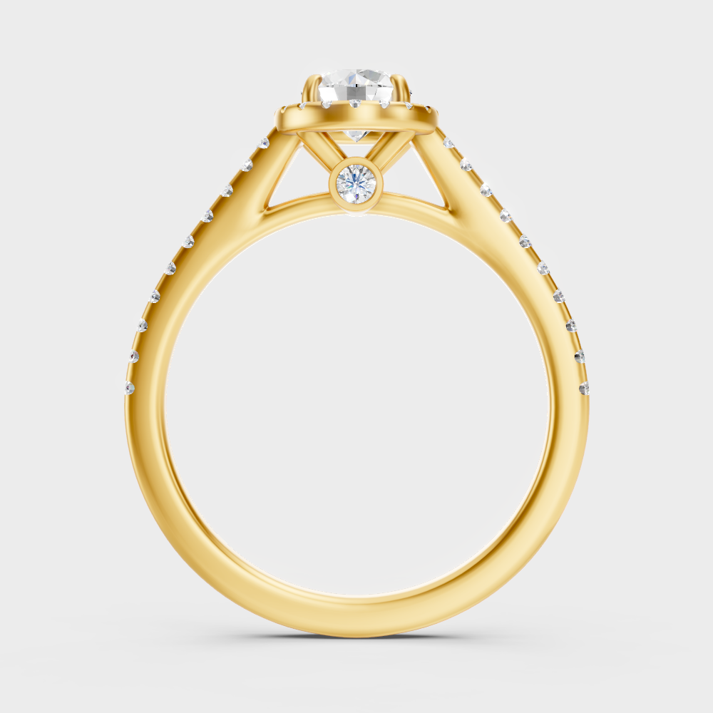 Sustainable Yellow Gold Halo Ring With Gli Certified Round Lab Diamond