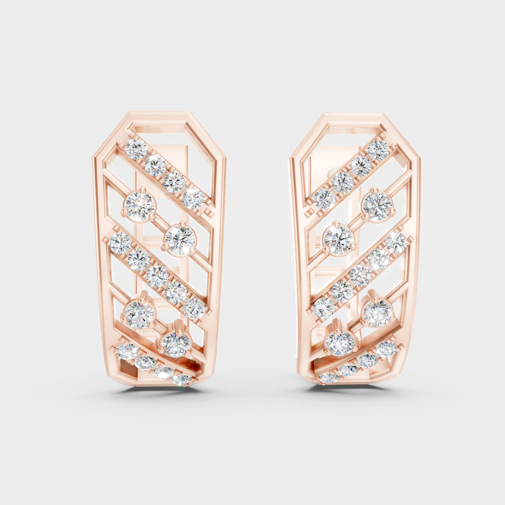0.35 Ct GLI Certified Lab-Grown Round Diamond Hoop Earrings In Rose Gold