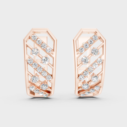0.35 Ct GLI Certified Lab-Grown Round Diamond Hoop Earrings In Rose Gold