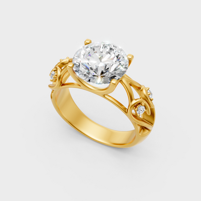 Classic 14K Yellow Gold Solitaire Ring Featuring A Certified Round Lab Diamond