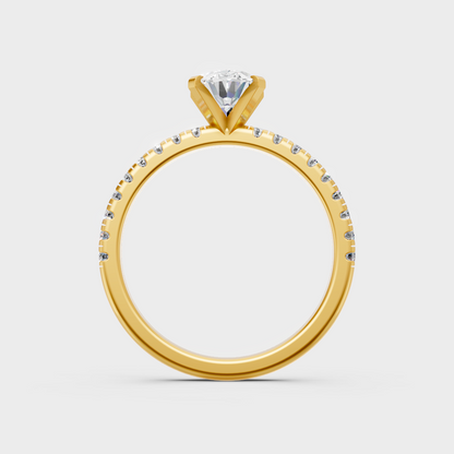 Hallmarked 18K Yellow Gold Ring With 1.19Ct Brilliant Oval Lab Diamond Showcase