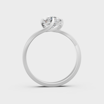 White Gold Round-Cut Lab Diamond Ring For Sophisticated Sustainable Luxury