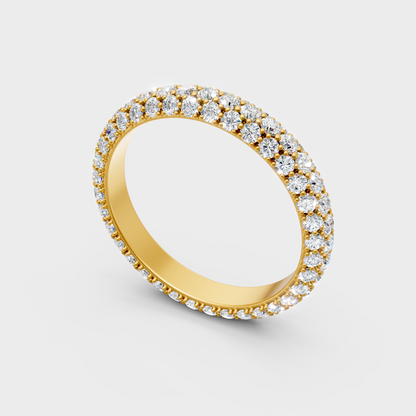 Classic Yellow Gold Diamond Band Featuring Round Lab Diamond