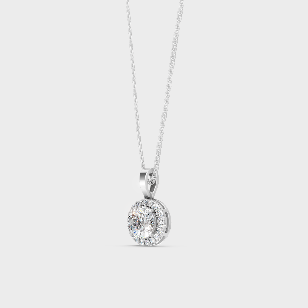 Certified 2.39 Carat Round Halo Diamond Pendant Platinum