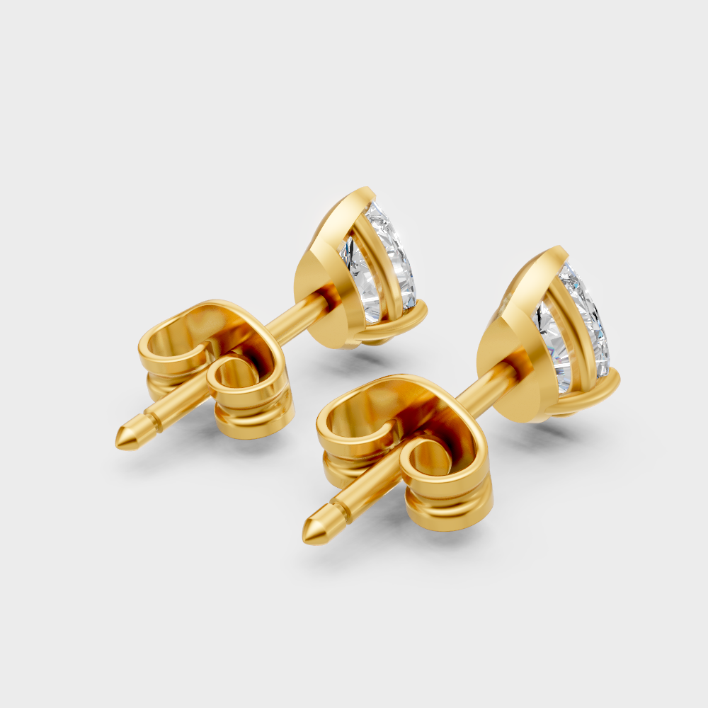 Pear Cut Lab Diamond Stud Earrings In Hallmark Yellow Gold