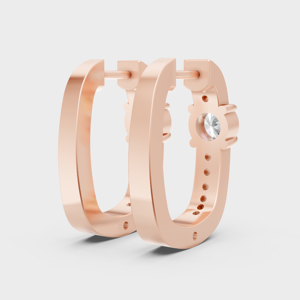 Rose gold round-cut diamond hoop earrings designed for a soft, modern glow