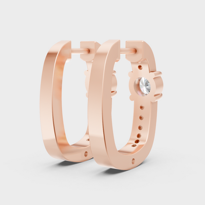 Rose gold round-cut diamond hoop earrings designed for a soft, modern glow