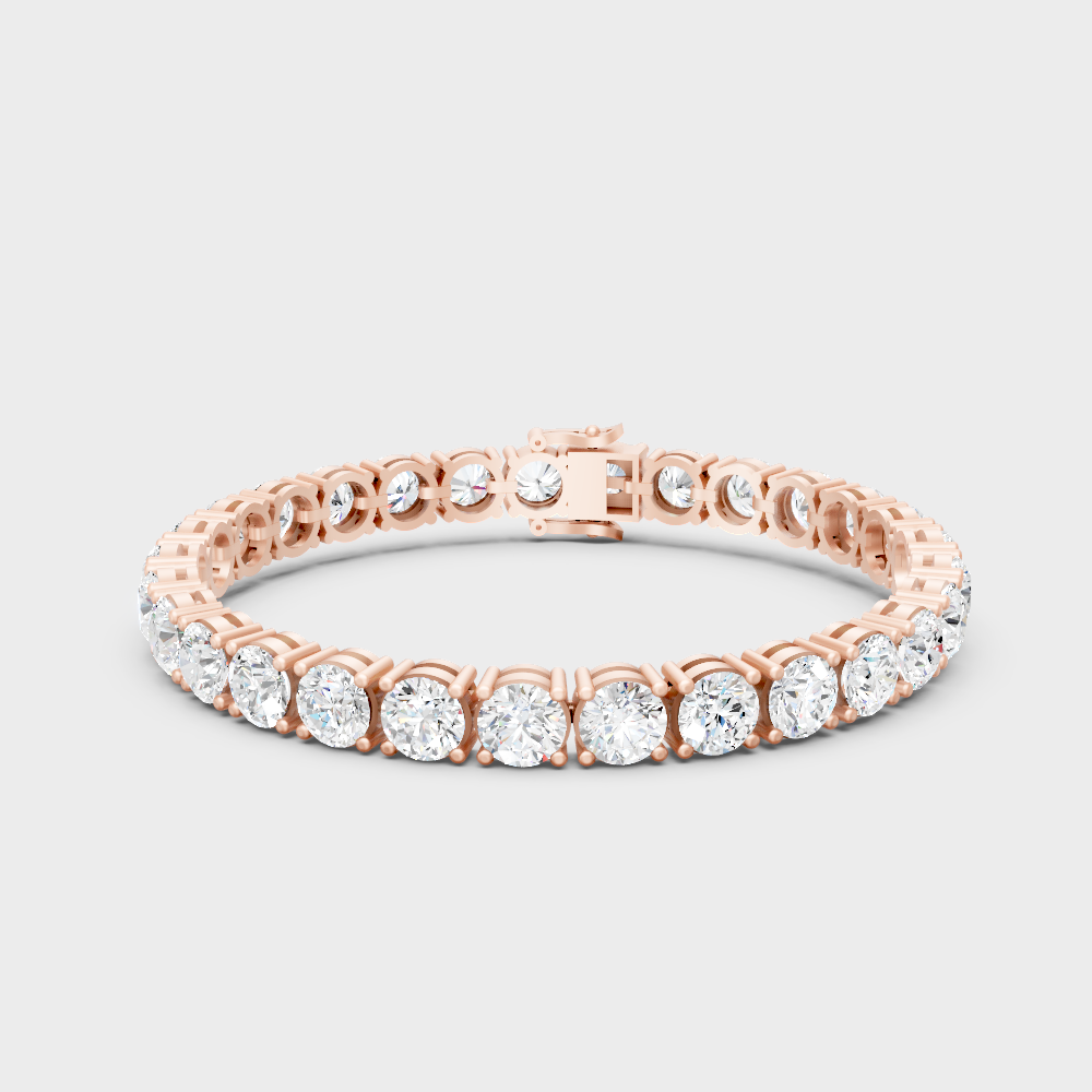 24.65 Ct Round Cut Lab-Grown Diamond Tennis Bracelet Rose Gold