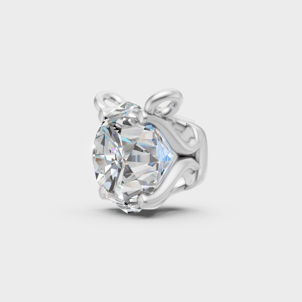 1 Ct Round Cut Lab-Grown Diamond Pendant Without Chain 950 Platinum