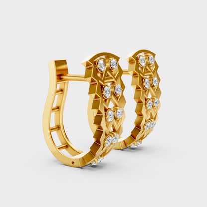 Hallmark Yellow Gold Round Cut Lab Diamond Hoop Earrings For Women