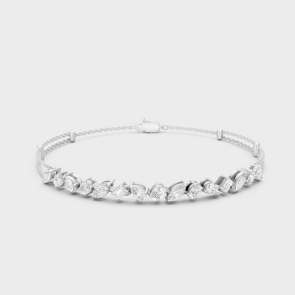 Emerald Marquise Pear Oval Diamond Bracelet White Gold