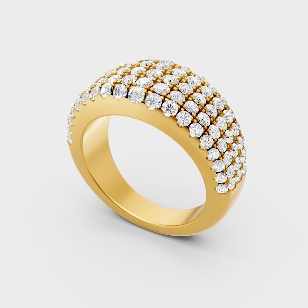 Classic Yellow Gold Diamond Band Featuring Round Lab Diamond