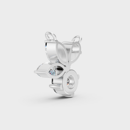 White Gold Multi-Shape Lab-Grown Diamond Pendant With Hallmark Gold Quality.