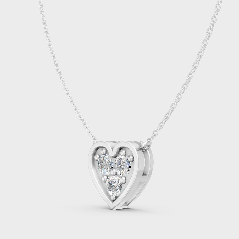 Luxury Round Cut Lab-Grown Diamond Pendant Necklace In White Gold