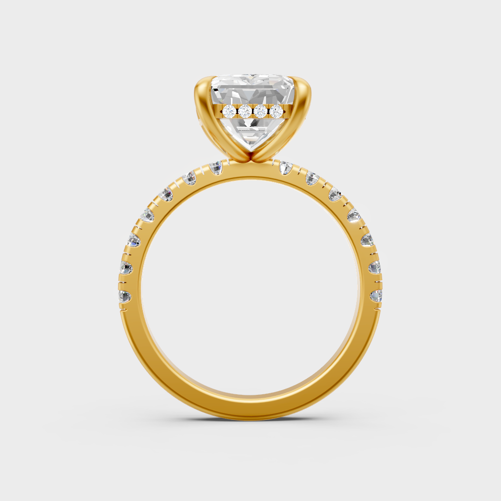 Hallmarked 18K Yellow Gold Ring With 4.30Ct Brilliant Emerald Lab Diamond Detail
